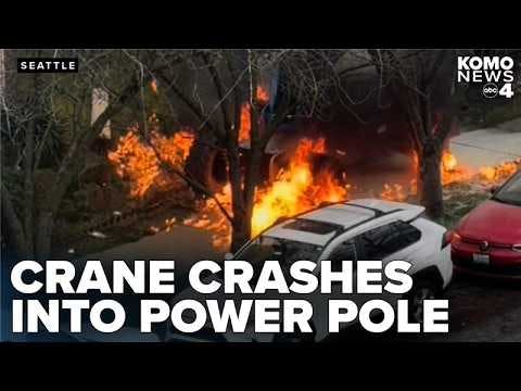 Seattle Fire Department responds after lift crashes into power line in Queen Anne