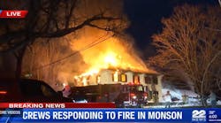 Frozen Lake, No Hydrants Hamper Monson Firefighters Frozen Lake, No Hydrants Hamper Monson Firefighters