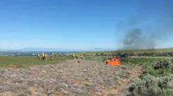 Local, state and federal firefighters perform prescribed fire for vegetation management in renewable energy fields prior to primary fire season in southeast Idaho. Decreasing tumble weeds prior to fire season decreases the threat of significant wildfire growth and provides training, and interagency cooperation. Local, state and federal firefighters perform prescribed fire for vegetation management in renewable energy fields prior to primary fire season in southeast Idaho. Decreasing tumble weeds prior to fire season decreases the threat of significant wildfire growth and provides training, and interagency cooperation.