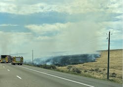 A vegetation fire that was ignited by a vehicle fire threatens a solar farm along Interstate 84 outside of Boise, ID, in 2025. It required a multi-agency response with local, federal wildland and Idaho military fire response personnel and apparatus. A vegetation fire that was ignited by a vehicle fire threatens a solar farm along Interstate 84 outside of Boise, ID, in 2025. It required a multi-agency response with local, federal wildland and Idaho military fire response personnel and apparatus.