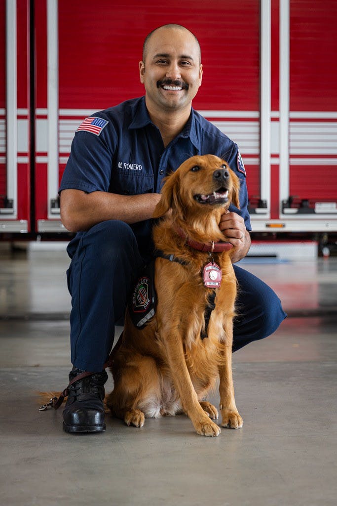 firefighter mental health sleep-deprivation traumatic stress firehouse dog Michael Romero Orange City Fire Department Orange California