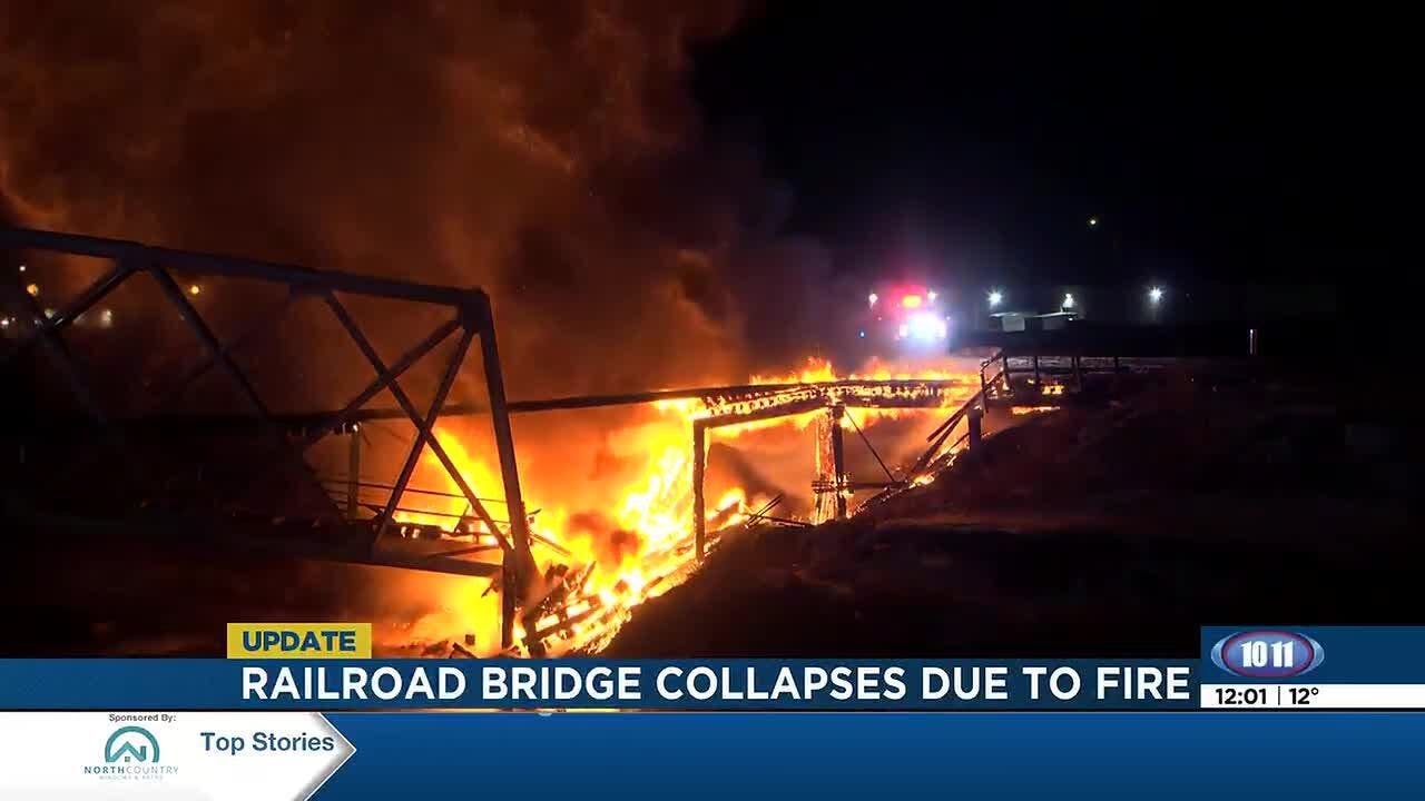 Railroad bridge collapses after early morning fire in west Lincoln