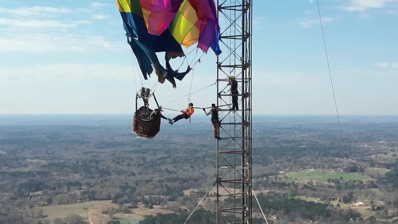 Watch: Two Rescued after Hot Air Balloon Hits Tower