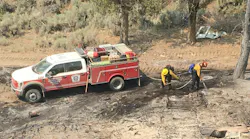 The Idaho Falls, ID, Fire Department (IFFD) uses this Type 6 strictly wildland rig for both on- and off-district responses. It was built with a Bureau of Land Management box and pump setup, remounted onto a 4x4 crew-cab chassis. The Idaho Falls, ID, Fire Department (IFFD) uses this Type 6 strictly wildland rig for both on- and off-district responses. It was built with a Bureau of Land Management box and pump setup, remounted onto a 4x4 crew-cab chassis.
