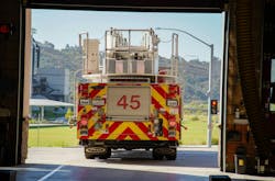 A San Diego rig sits outside a station. A San Diego rig sits outside a station.
