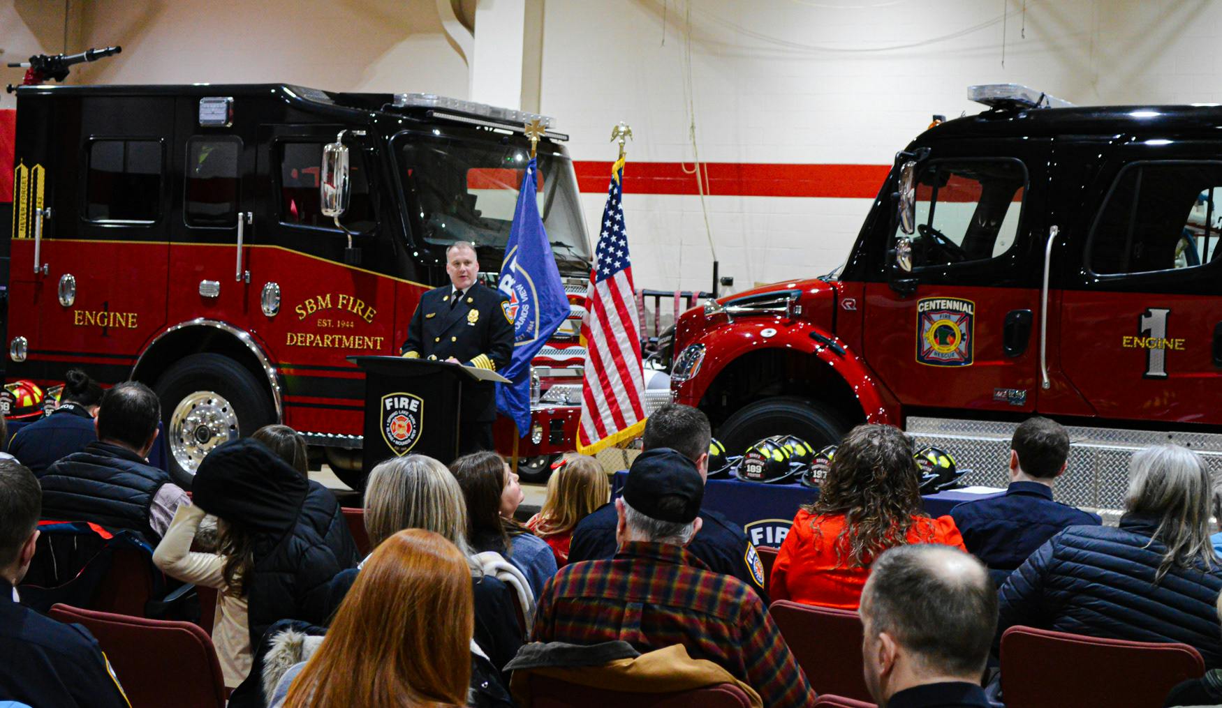 To celebrate Centennial joining SBM Fire, the departments held a unification ceremony.
