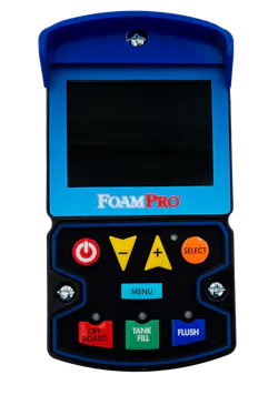 Left: One of the three levels of controller for Fire Research Corporation’s new FoamPro 2000 Series direct-injection foam system. The controllers vary based on options that are selected. Right: Pump that has foam fill integral to the system. Left: One of the three levels of controller for Fire Research Corporation’s new FoamPro 2000 Series direct-injection foam system. The controllers vary based on options that are selected. Right: Pump that has foam fill integral to the system.