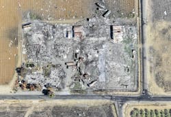 A composite shows the aftermath of the July 1 explosion at the Esparto fireworks plant that killed seven. A composite shows the aftermath of the July 1 explosion at the Esparto fireworks plant that killed seven.