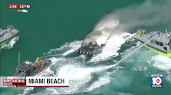 Boat catches fire off Miami Beach