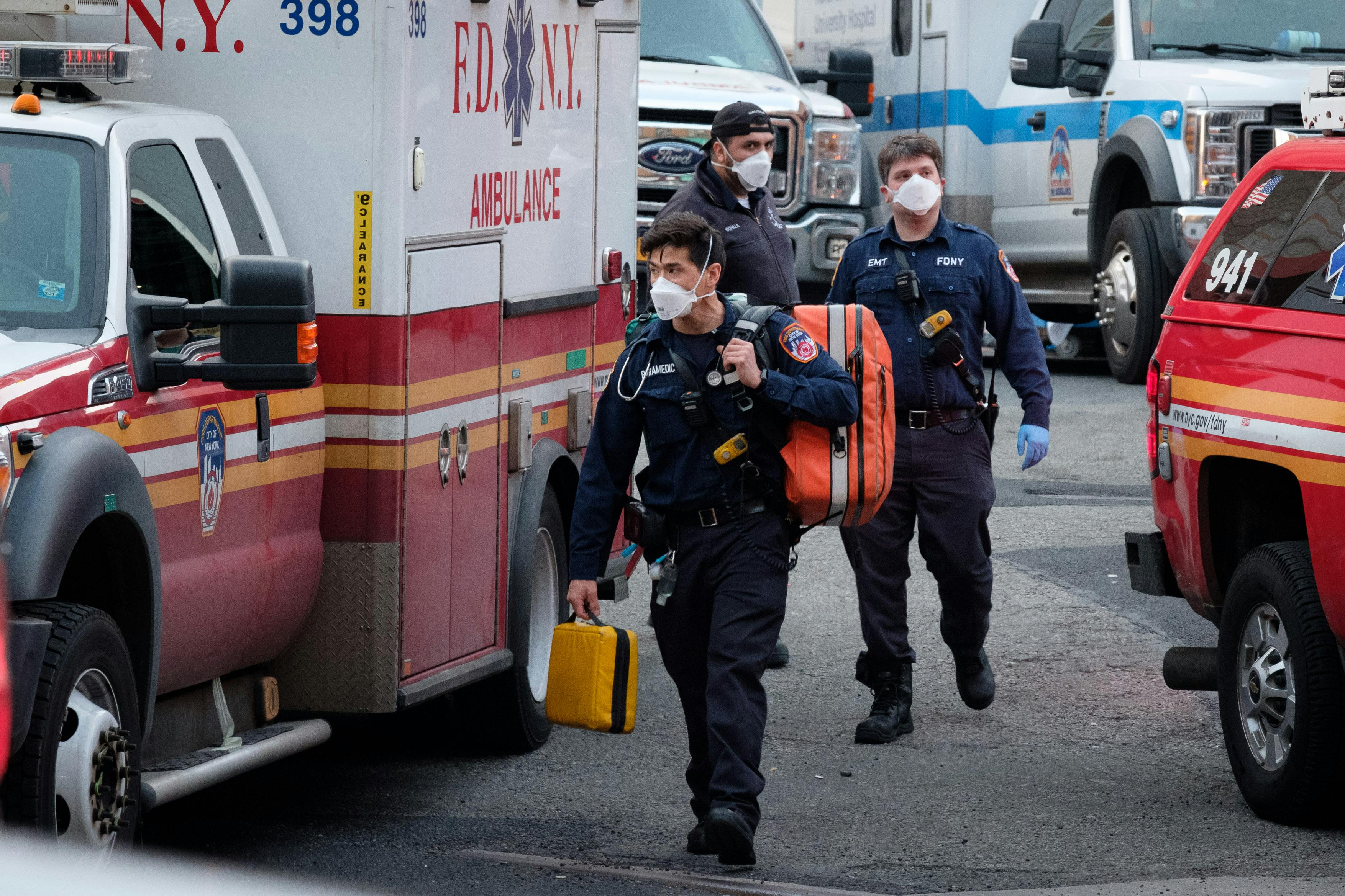 FDNY EMTs were outside Elmhurst Hospital in Queens recently.