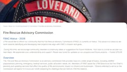 The Loveland Fire Rescue Advisory Commission posted an update on their website that stated the group was going on hiatus while working on identifying projects that align with their mission and goals. The Loveland Fire Rescue Advisory Commission posted an update on their website that stated the group was going on hiatus while working on identifying projects that align with their mission and goals.