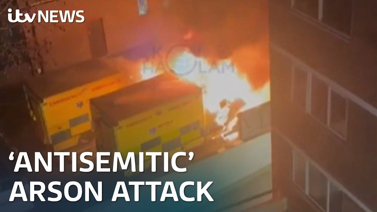 Watch the moment Jewish community ambulance set on fire in 'antisemitic' arson attack