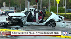 3 injured in crash involving 2 cars, fire truck in Fort Lauderdale that left major roadway closed