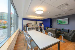 The station’s kitchen/dayroom, fitness room and patrol room are located at the only two exterior walls of the firehouse to give natural light to those areas. The station’s kitchen/dayroom, fitness room and patrol room are located at the only two exterior walls of the firehouse to give natural light to those areas.
