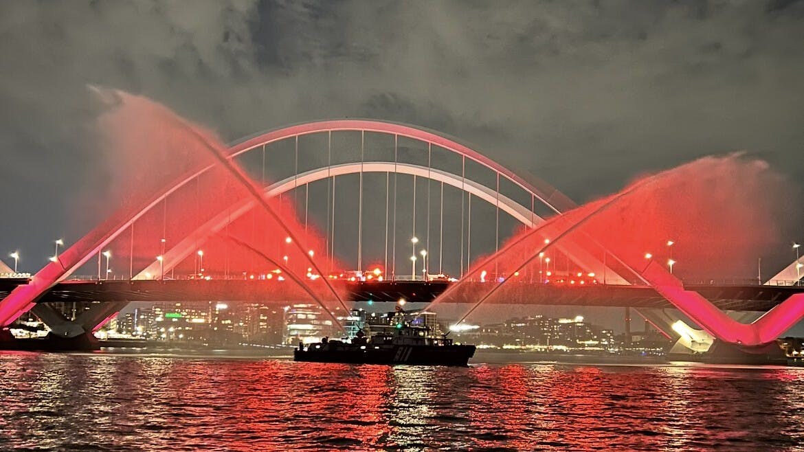 The Frederick Douglass Memorial Bridge in Washington D.C. was another participant in the Light the Night tribute in past years.