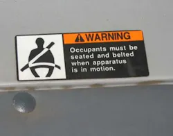 AFD fire apparatus now include this label in their cab. AFD fire apparatus now include this label in their cab.