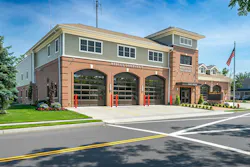 Massapequa, NY, Park House fire station, a split-level building strategy was used to reduce the overall building height required for the apparatus bay, allowing the station to align more closely with the scale of the surrounding residential neighborhood. Massapequa, NY, Park House fire station, a split-level building strategy was used to reduce the overall building height required for the apparatus bay, allowing the station to align more closely with the scale of the surrounding residential neighborhood.