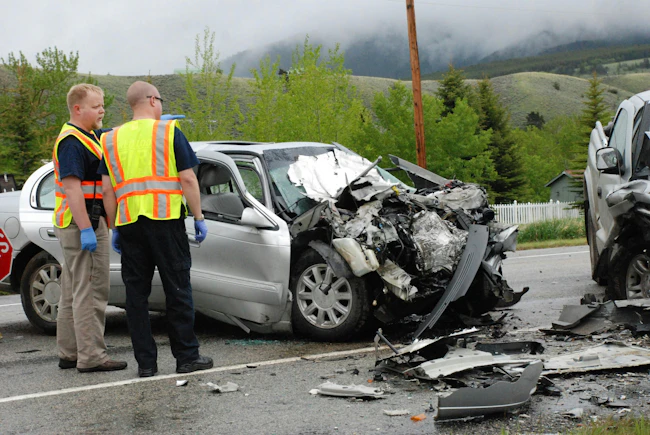 public safety officials on scene of a multivehicle accident