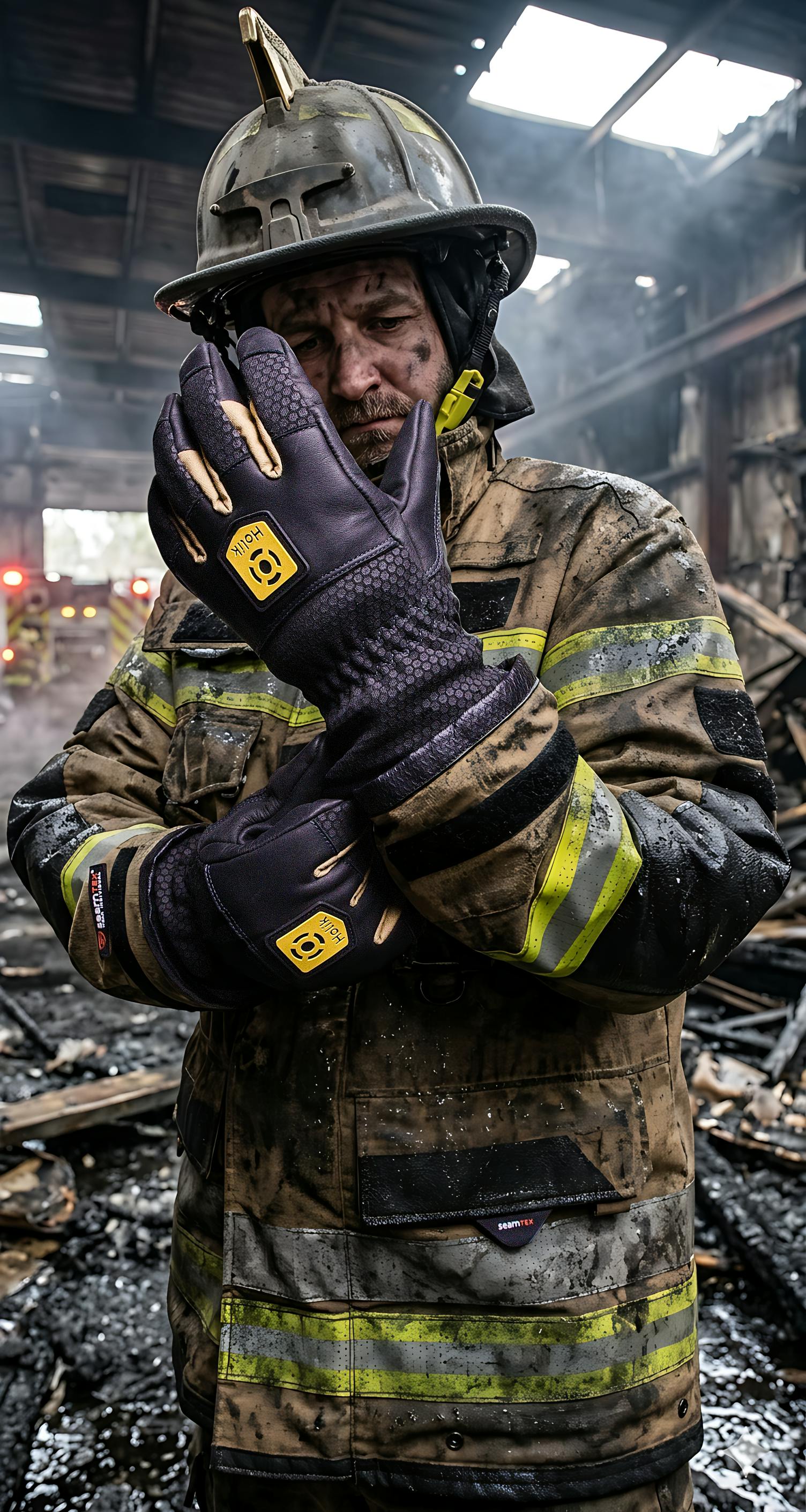 Hol&iacute;k America Displayed Two Firefighting and Technical Gloves