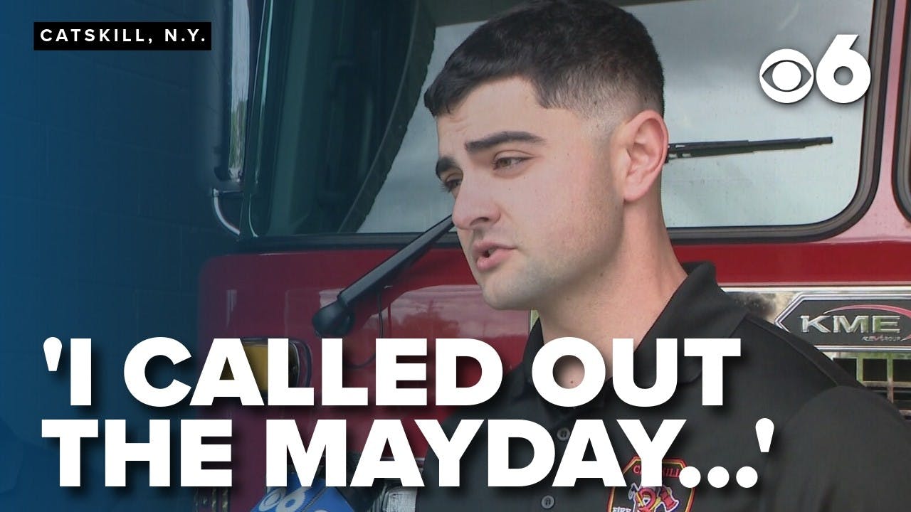 Firefighter survives after staircase crumbles beneath him