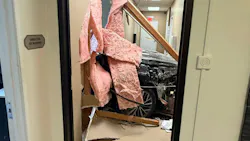 Warrensville Heights firefighters were dispatched a vehicle that struck a building with a person trapped. Warrensville Heights firefighters were dispatched a vehicle that struck a building with a person trapped.