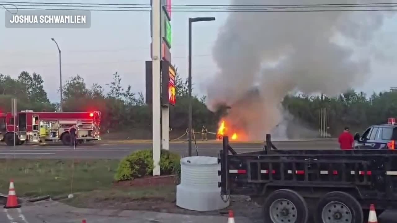 Police chase in Upper Peninsula ends with explosion at gas station; suspect arrested