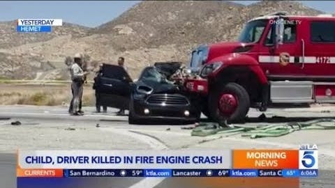 Child, Adult Killed in Hemet, CA, Crash with Cal Fire Pumper