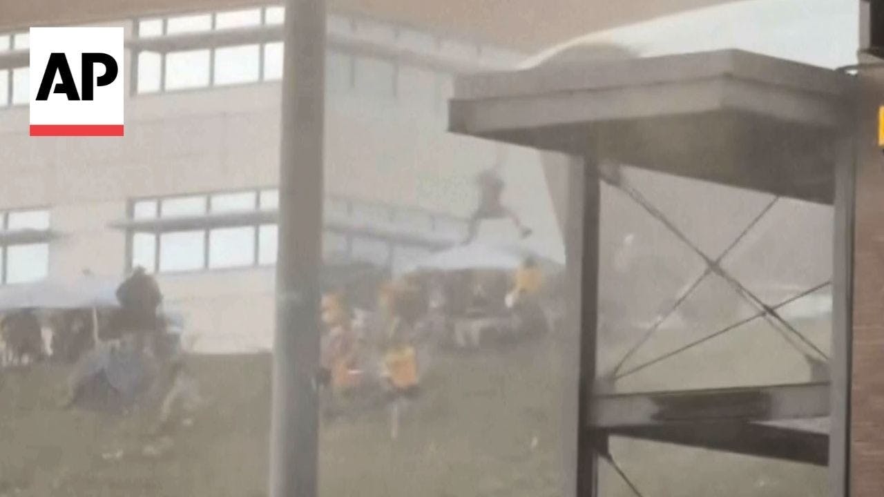 Gust Upends Tent at Morgantown, WV, Ballpark