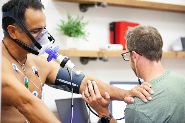 firefighter undergoing screening relating to cardiovascular disease