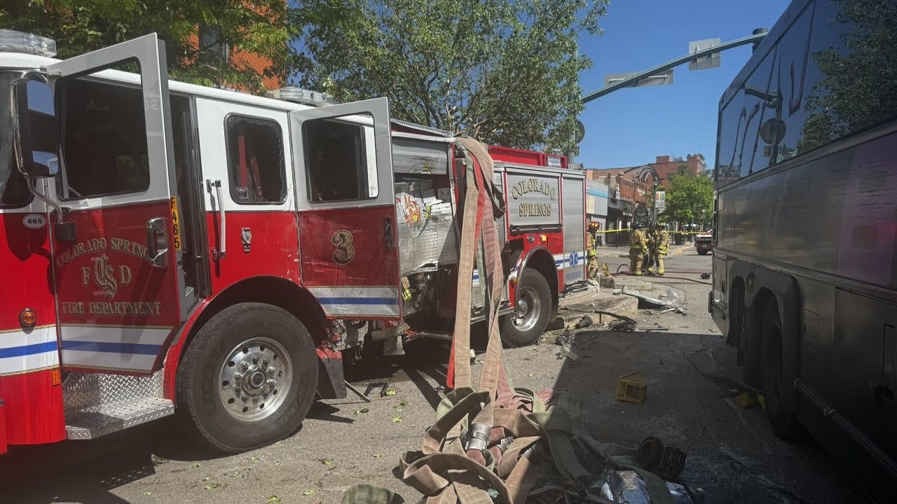 Pumper, Bus Crash in Colorado Springs, CO, Sends Nine to Hospital