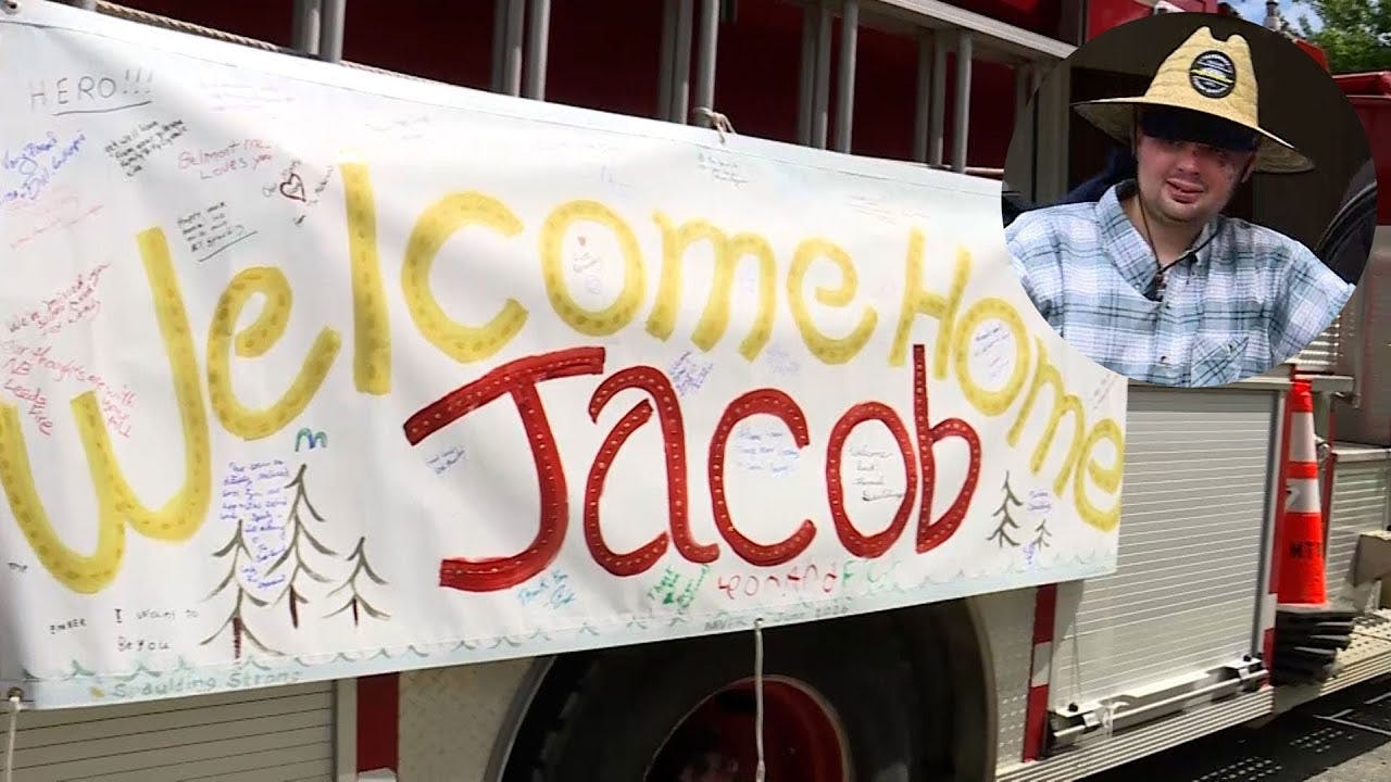 Maine firefighter injured in lumber mill explosion receives hero's welcome upon his return home