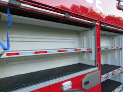 compartments on a fire department rescue-pumper that has a polypropylene body instead of a metal body