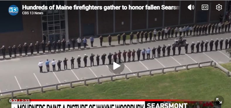 Firefighters from Maine and beyond formed a sea of blue to honor Searsmont Assistant Fire Chief Wayne Woodbury.