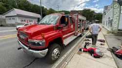 Chester firefighters responded on mutual aid to assist Springfield firefighters with their rescue truck and boats. Chester firefighters responded on mutual aid to assist Springfield firefighters with their rescue truck and boats.