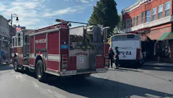 Springfield firefighters were called after an SUV collided with a transit bus which drove into a downtown building. Springfield firefighters were called after an SUV collided with a transit bus which drove into a downtown building.