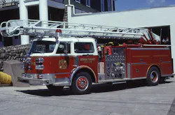 Spring Valley, NY, Fire Department quint fire vehicle circa 1982