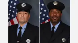 Newark Firefighters Augusto “Augie” Acabou, left , and Wayne “Bear” Brooks Jr., died battling a ship blaze in 2023.