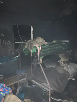 children's bedroom after fire in house