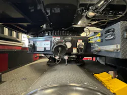 drain on fire vehicle piped through the center of the rig’s fifth wheel