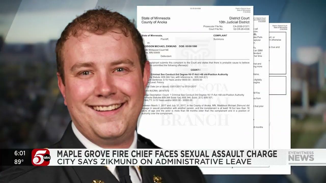 Maple Grove fire chief charged with allegedly sexually assaulting a teenager
