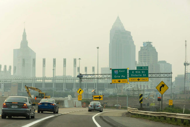 Cleveland was hazy Thursday from Canadian wildfire smoke.