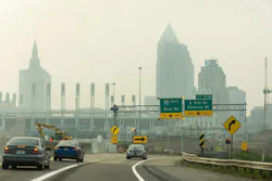 Cleveland was hazy Thursday from Canadian wildfire smoke.