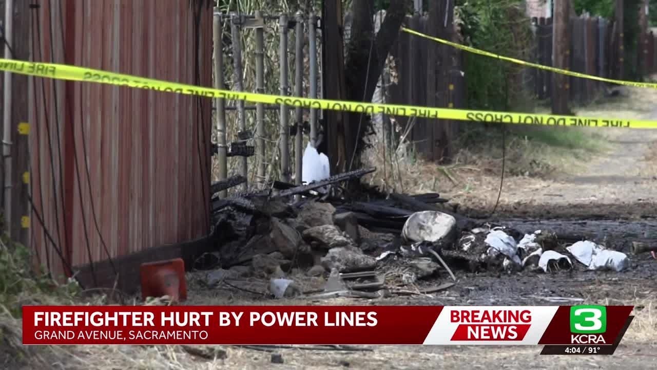 Sacramento Firefighter Shocked by Power Line at Fire Scene