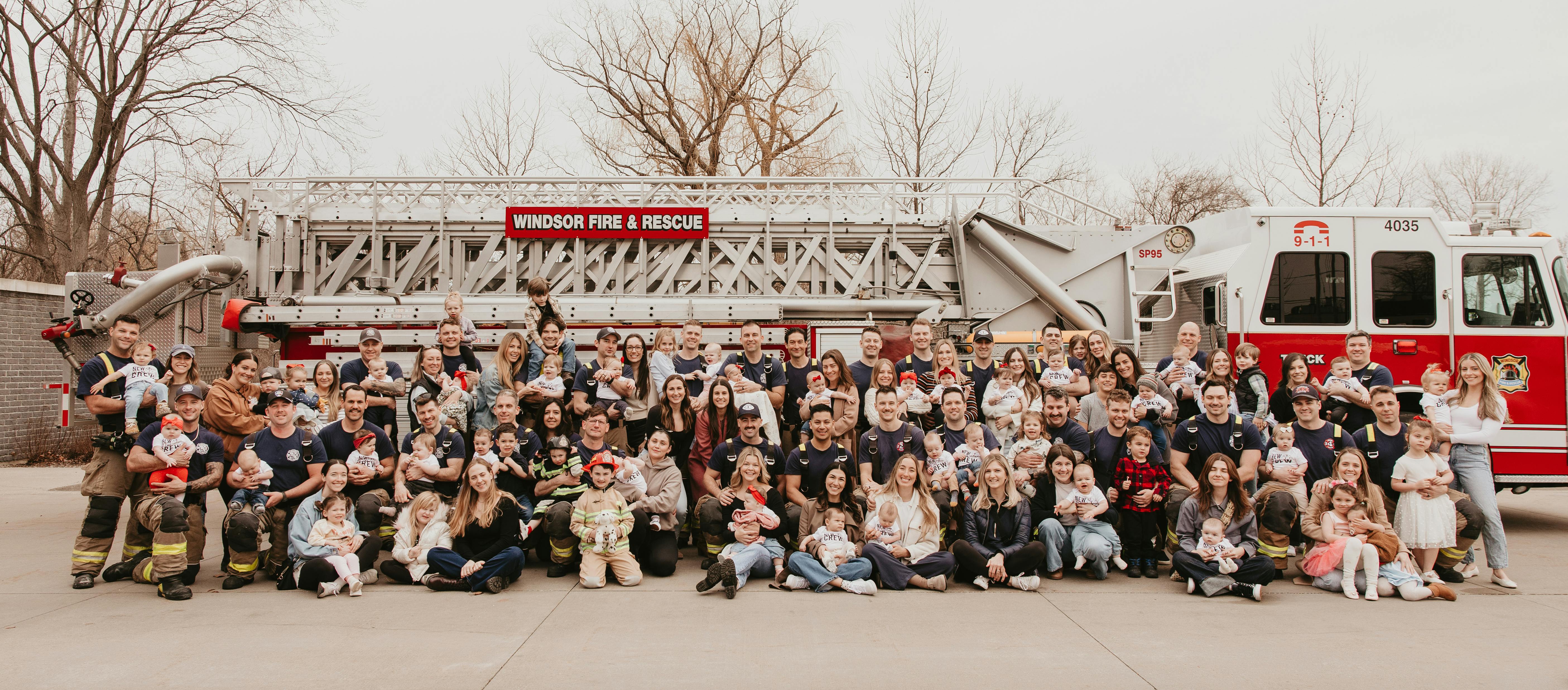 A coordinated photoshoot captured the Windsor Fire & Rescue Services' strong family atmosphere, involving over firefighters, spouses and children.