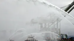 Oakland Fire Department's boat “Sea Wolf” was given a water salute as sailed into retirement from public service.