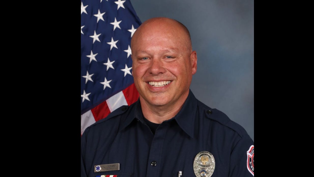 West Metro Fire Rescue Firefighter/Paramedic Jarrod Leonard fell nearly 50 during technical rescue training in a steep, rocky area near Morrison.
