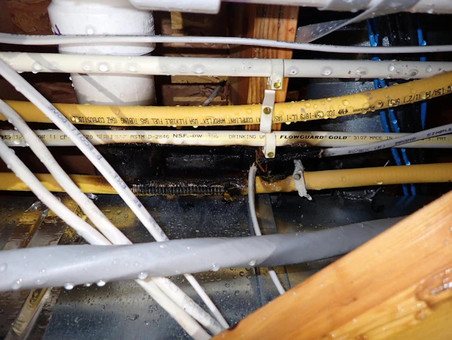 The failed CSST line ruptured a water line that extinghished the fire in a house in the Village of Urbana.