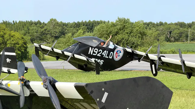 An EMS eVTOL aircraft, tail number N924LD, used for medical response missions in Hyde County, North Carolina. Photo Courtesy: Pivotal