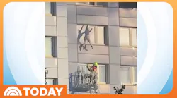 Woman Falls Into Firetruck Rescue Basket to Escape Building Fire