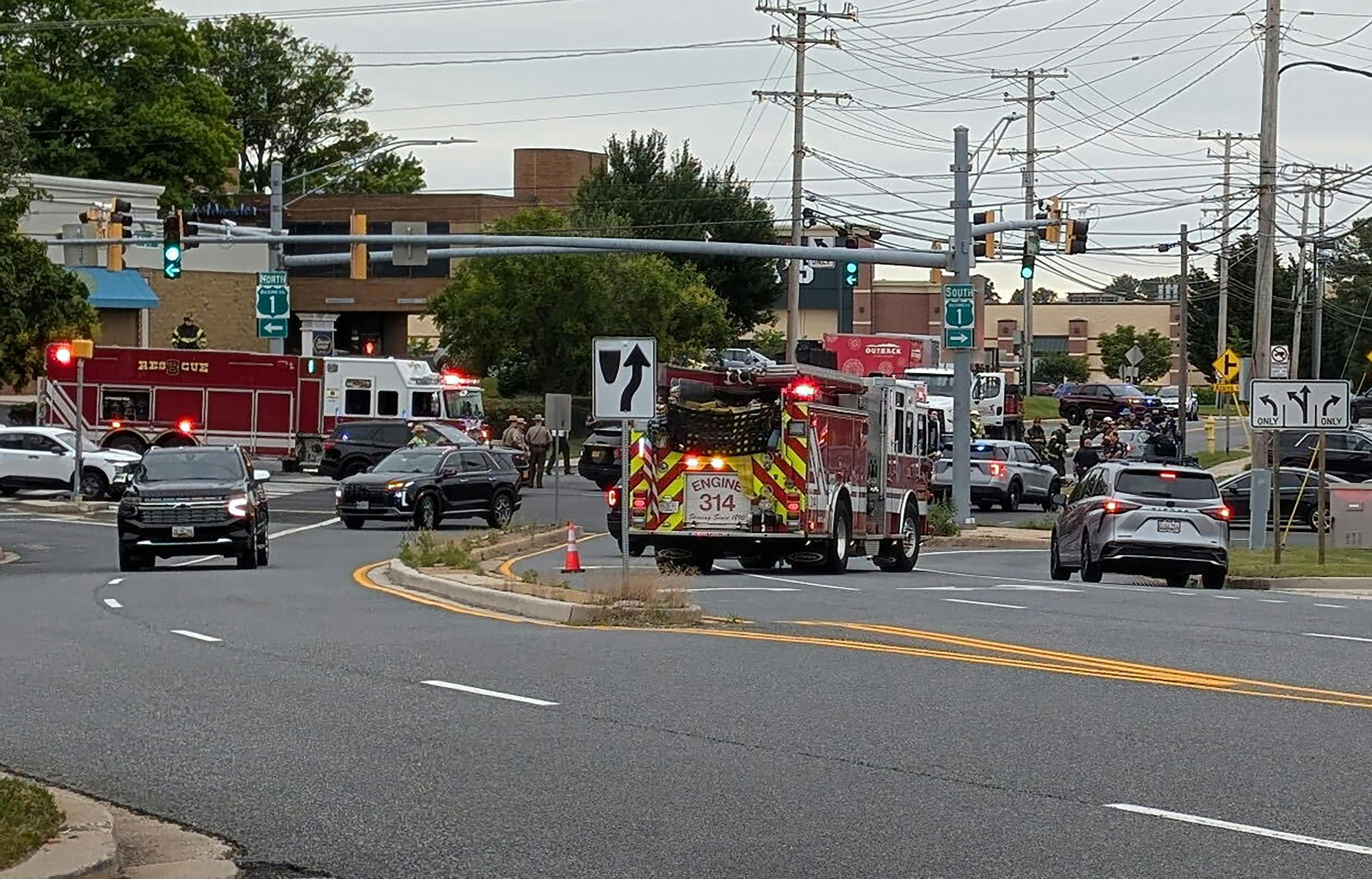 EMS crews and firefighters assist at the scene in Harford County.